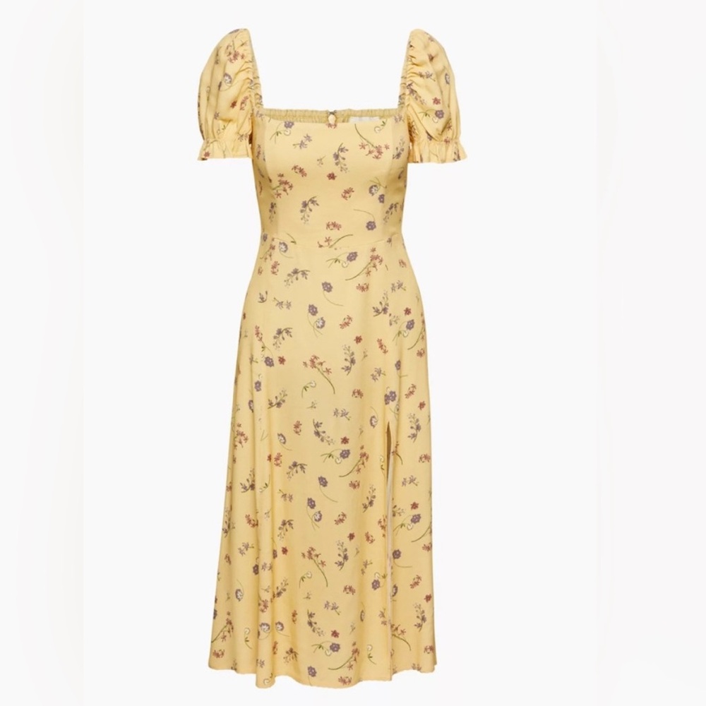 Aritzia Floral Yellow Dress